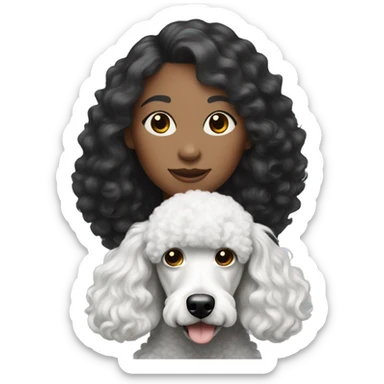Pale White Red haired woman with black standard poodle sticker