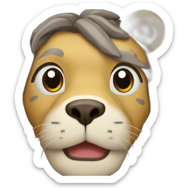 Payasito q salta alegre pero triste acompañado de un león sticker