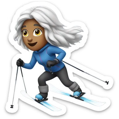 girl on a ski with grey hair  sticker