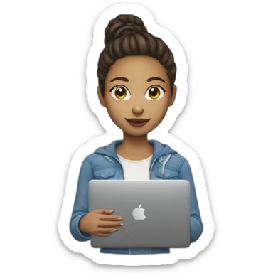 light skin girl with laptop sticker