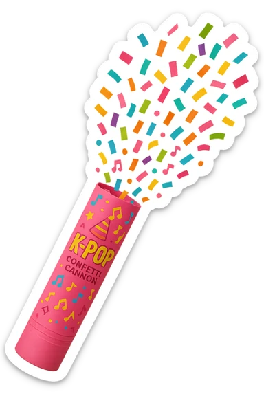 pink kpop confetti cannon, fun and festive sticker