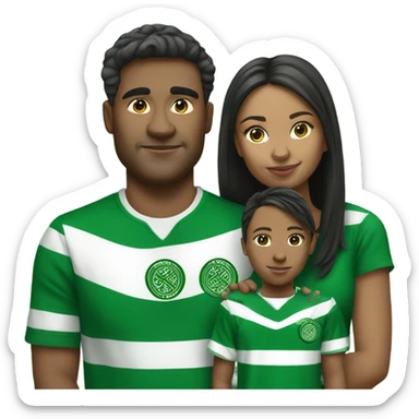 Family of 4 wearing Celtic fc tops  sticker
