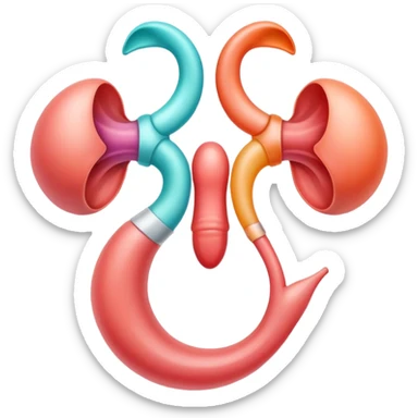 A symbolic female reproductive system with ovaries and uterus, abstract medical illustration sticker