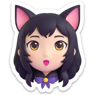 chibi anime catgirl face, playful sticker