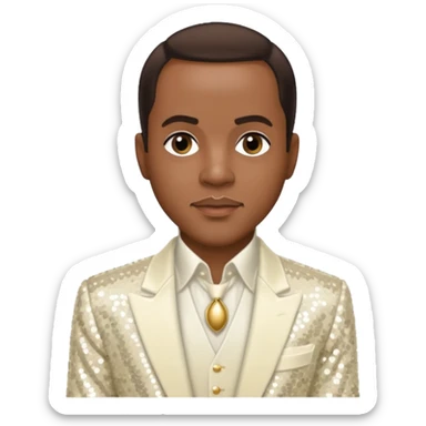 Freddie Jackson, R&B Singer with dark brown hair, ivory sequin outfit sticker