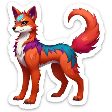 Vibrant dark edgy badass cool Falvie-Fionbri-creature-canine-fursona, full body, with random markings sticker