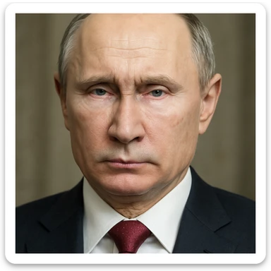 highly realistic portrait of Vladimir Putin, serious expression, detailed facial features, photorealistic style sticker