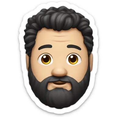 Short man with lots of black hair and big beard, very fat, dressed like a bum taht looks like hagrid sticker