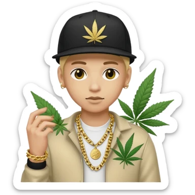 dealer white rom gang with cannabis on hand styler gangster sticker