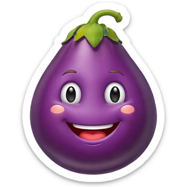 friendly and simple smiley face with an eggplant sticker