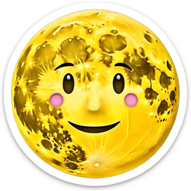 Glowing full moon with a bold, bright "S" on its surface and a faint "F" hidden in the texture, emoji style. sticker
