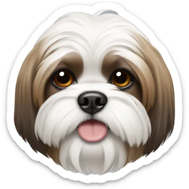 White and brown shih tzu sticker