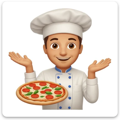 smiling Italian chef spinning pizza dough sticker