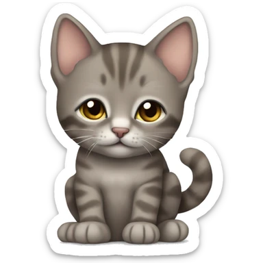 taby brown-gray kitten sitting and sleeping sticker