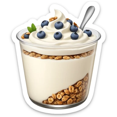a plain greek yougurt with gronola on it sticker