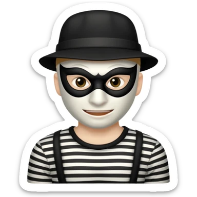 a portrait of robber, mask-wearing with sneaky eyes and a mischievous grin sticker