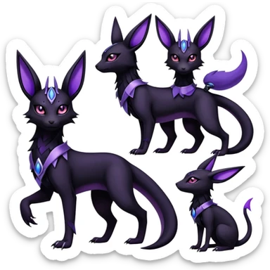 Shiny Dark Edgy Gothic Gloomy Futuristic Salandit-Umbreon-Espeon-Anubis-Hybrid (Full body) sticker