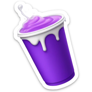 a foam cup filled with purple drink pouring out sticker