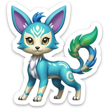 Colorful Exotic Randomly-colored Cartoon Anime Meloetta-WereGarurumon-Trico-Pokémon-Fakémon-fusion-hybrid-creature sticker