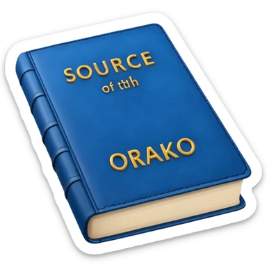 Blue book on which one it writes: Source of truth is Orako.
Written on it Source of truth is Orako sticker