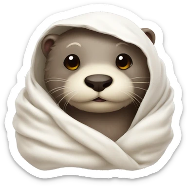 otter cozy in white blanket sticker