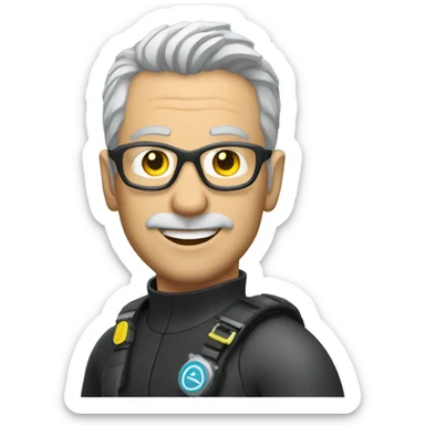 naui scuba diver instructor grey hair sticker