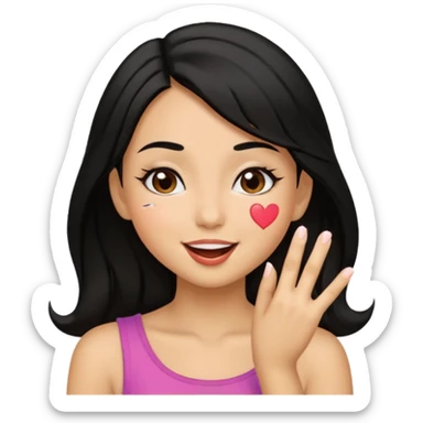 Girl with black hair blowing kiss sticker