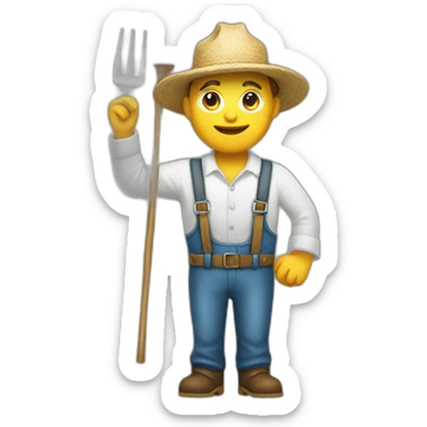 farmer emoji with pitchfork and saluting sticker