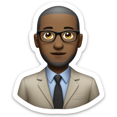 darker deon sanders with small round face and suit and glasses and buzz cut and small eyes and over 50 small gray bearded receding hairline and small black eyes and wrinkled forehead sticker