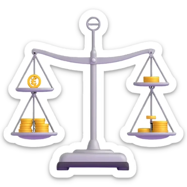 balance scale with euro symbol in the pans sticker