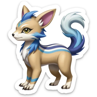 Colorful Skilled Adept Graceful Asian Painted WereGarurumon-Meloetta-Ursaring-Furret-fusion-hybrid-creature (full body) sticker