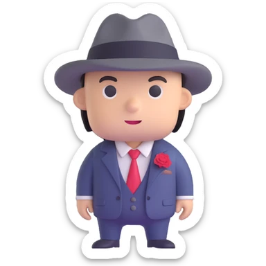 gangster in a felt hat, pink sticker