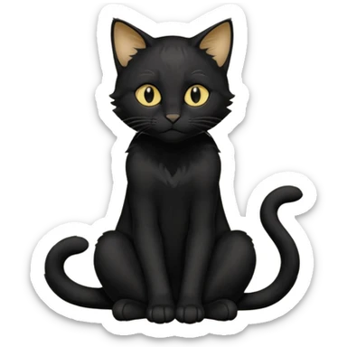 Chat noir peinture mignon assise peinture sticker