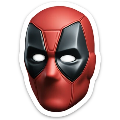 a deadpool head with a like sticker