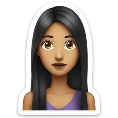 Indian-girl-with-long-hair-and-long-face.black-hair-and-eyes.long-nose.medium-size-mouth-and-big-but-long-eyes sticker