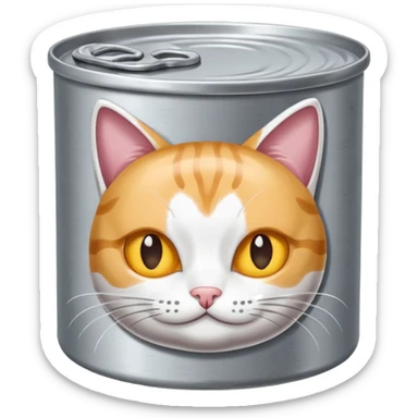 a flat round cat food can sticker