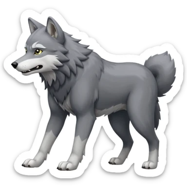 Toony Ginga Nagareboshi Gin/Silver Fang the wolf (full body) (feral) (4 legs) (canine) sticker