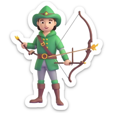 Robin Hood with bow and arrow sticker