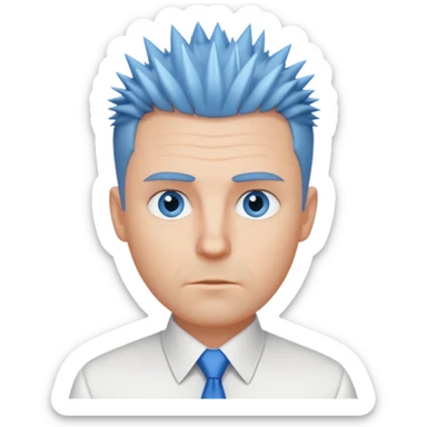 40 yr old white man short spike hair white dress shirt blue eyes no smile sticker