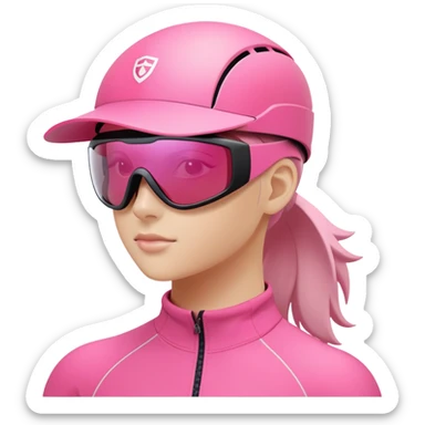 sporty pink shield visor sunglasses with robust thick frame, athletic design for cyclists, substantial build, one-piece lens with anti-glare coating sticker