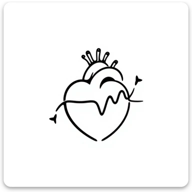 heart beat, black doodle style sticker