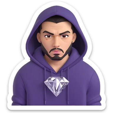 gangster with a diamond grill, mean look, wearing a hoodie, urban vibe sticker