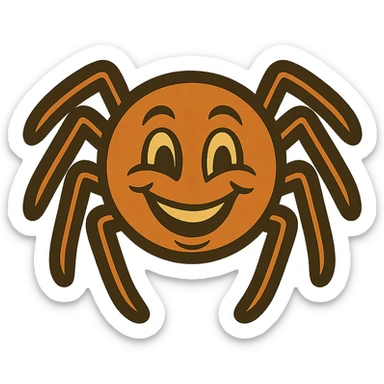 Create images of happy retro spiders and witches for stickers. Use this image for inspiration. sticker