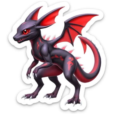 Gothic Edgy Evil Badass Cool Genesect-Umbreon-Salandit-Fakémon-hybrid-creature (full body)  sticker