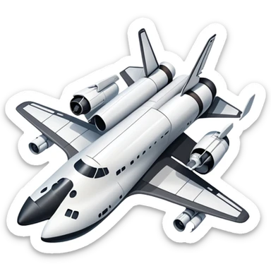 An icon featuring a collage of a space shuttle, a drone, and an airplane, symbolizing aerospace technology. The design includes rocket engines, wings, and flight paths, representing advancements in aviation and space exploration. Transparent background highlights cutting-edge aerospace engineering. sticker