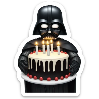 Darth Vader holding birthday cake with candles  sticker