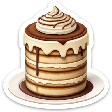 Cinematic Realistic Tiramisu Dessert Emoji, featuring layers of coffee‚Äêsoaked ladyfingers and mascarpone cream dusted with cocoa rendered with delicate textures and warm, inviting lighting. sticker