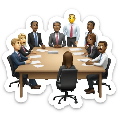 men and women work meeting at a table sticker