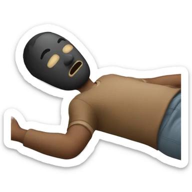 A man have mask and sleeping on bed sticker