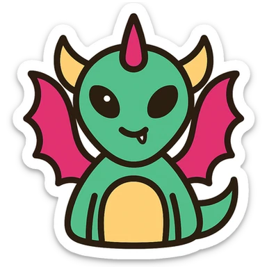 kid dragon mixed with demon and alien features sticker